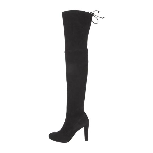 Stuart Weitzman Highland Black Suede Over The Knee Thigh Heels Boots 10 - Picture 2 of 7
